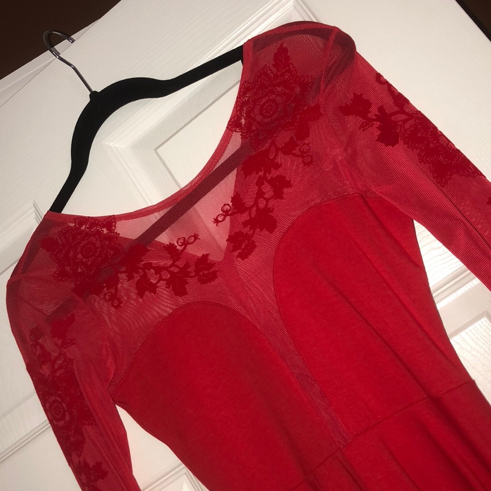 Asos long sleeve red dress